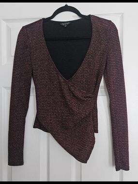 Beautiful, Fancy Topshop Burgundy Assymetric Top. Size 4. Like New.